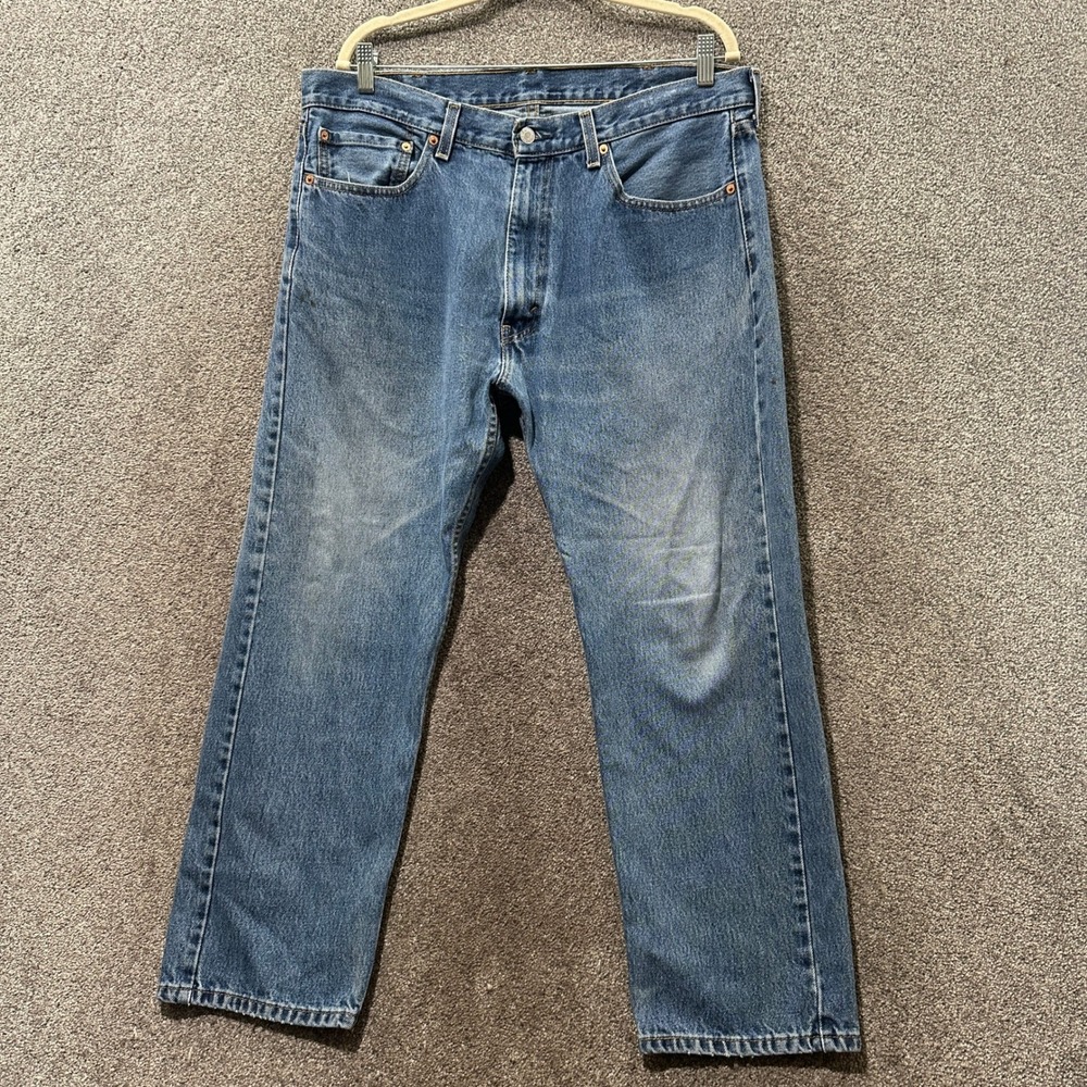 Levis 505 Regular Fit Mens Jeans 38x29 Blue Medium Wash Straight‎ Leg Denim